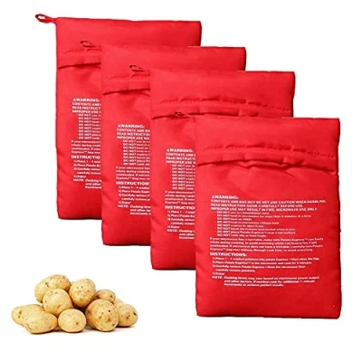 Image of 4Pcs Microwave Potato Bag Reusable Cooker Baked Pouch Perfect Potatoes in Just 4 Minutes