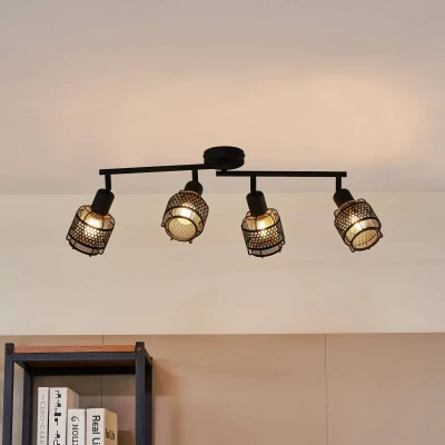Image of Lindby Eudoria ceiling spotlight 4 bulb black/gold