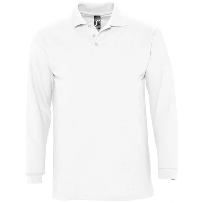 Image of SOLS Mens Winter II Long Sleeve Pique Cotton Polo Shirt (White) Size Large