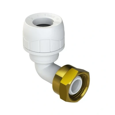 Image of PB1715EW 15mm x1/2&quot; PolyPlumb Bent Tap Connector in Wht