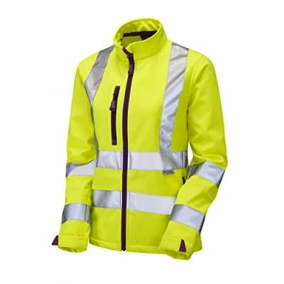 Image of Leo Workwear Honeywell SJL01 Hi Vis Stretch Polyester Twill Ladies Softshell Jacket, S, Yellow