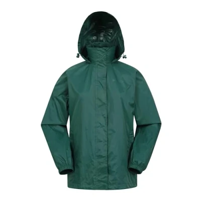 Image of Mountain Warehouse Pakka Womens Waterproof Packable Jacket Foldaway Hood Jacket, Ladies Coat, Lightweight Rain For Autumn Winter, Walking, Travelling Dark Green Women&#039;s Size 8