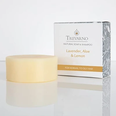 Image of Trevarno Lavender, Aloe &amp; Lemon Shampoo Bar Natural Plastic Free Vegan Palm Oil Cruelty (75g)