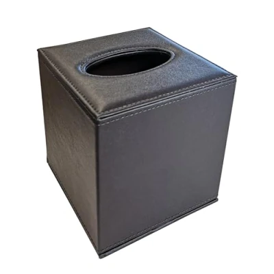 Image of OSCO Faux Leather Tissue Box Brown