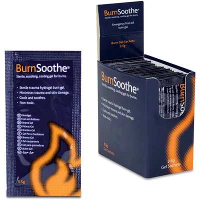 Image of Reliance Medical Burnsoothe/Reliburn Burn Blot Sachet Sterile, Non Toxic, Soothing, Cooling Gel For Burns To Minimise Trauma And Skin Damage (Box of 25 3.5 g Per Single Use Unit)