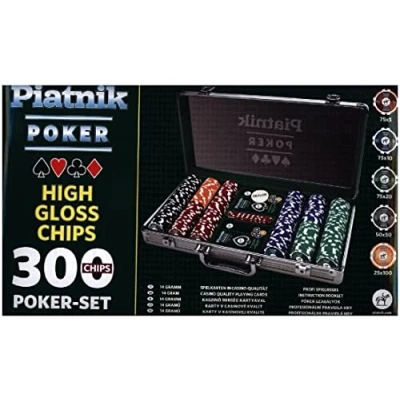 Image of Piatnik 7903 &quot;300 Chips High Gloss Poker Set in Aluminum Case