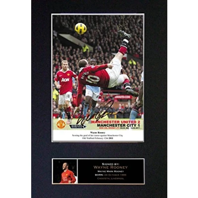 Image of WAYNE ROONEY Overhead Kick Signed Autograph Mounted Photo Reproduction PRINT A4 Rare Perfect Birthday (297 x 210mm) #55 (Not Framed)