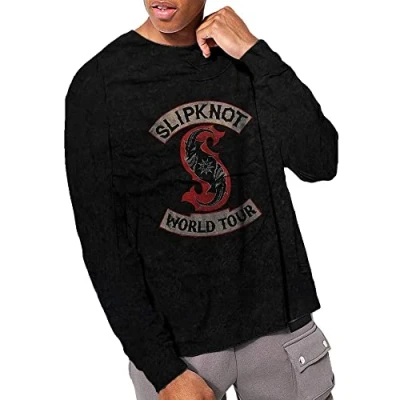 Image of Slipknot T Shirt Patched Up Band Logo Official Dip Dye Black Long Sleeve L