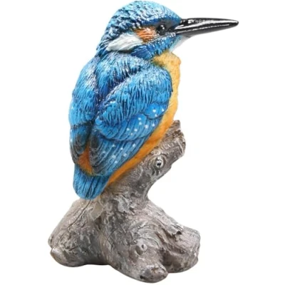 Image of Farmwood Kingfisher Garden Bird Ornament Perched on a Branch Outdoor Statue
