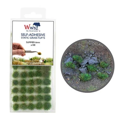 Image of War World Scenics Self Adhesive Static Grass Tufts x 100 Summer, 6mm Model Railway Wargame Scenery Railroad Modelling Diorama Miniature Hobby Tabletop