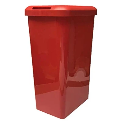 Image of 45 Litre Touch Top Kitchen Bin Rubbish Paper Waste Can Dustbin Rectangle Plastic (red)