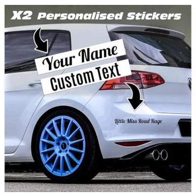 Image of Custom Text Car Sticker Personalised Name Decal Lettering Stickers Van Sign Writing Window Bumper Vehicle Shop Vinyl Decals