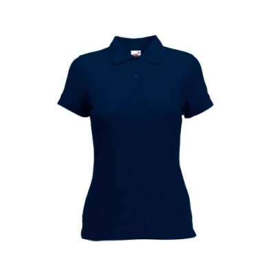 Image of FRUIT OF THE LOOM LADY FIT PIQUE POLO SHIRT (S XXL) 9 COLOURS (SMALL 32 SIZE 10, DEEP NAVY BLUE)