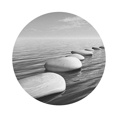 Image of Grey Zen Stones Picture printed PVC Coaster Set of 6, Table Drink Coffee Coasters Round Shape 6 Pieces