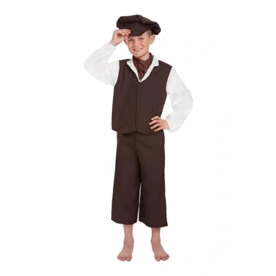 Image of HENBRANDT Children’s Victorian Boy with Hat Fancy Dress Costume Era School History Day Street Child Urchin Outfit for Kids Boys (Age 10 12 Years)