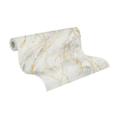 Image of A.S. Création The BOS 388173 Non Woven Wallpaper Marble Look White Grey 10.05 m x 0.53 Made in Germany