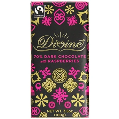 Image of Divine Dark Chocolate with Raspberry 100g Pack of 6