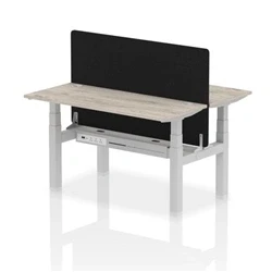 Image of Air B2B 1400x600mm Adjustable 2P Bench Desk CP Grey Oak/Silver +Screen