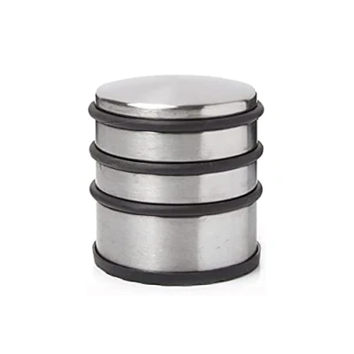 Image of Hyfive Door Stopper Heavy Duty Stainless Steel Round Solid Wedge Stop Rubber Base Single