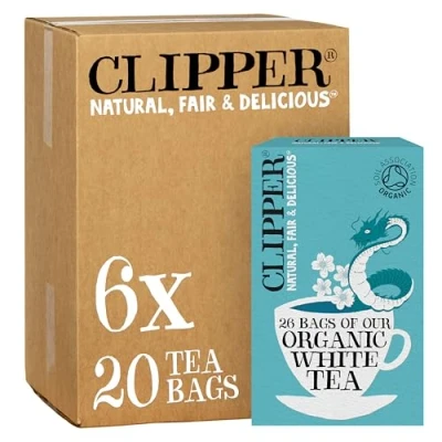 Image of Clipper Organic White Tea Bags 156 of from China (6 x Boxes 26) Bulk Buy for Home &amp; Catering Herbal Natural, Unbleached Plant Based Biodegradable