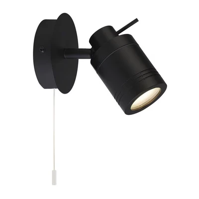 Image of Searchlight Lighting Search Light Eu Samson 1 IP44 Bathroom Spot Wall Bracket, Matt Black