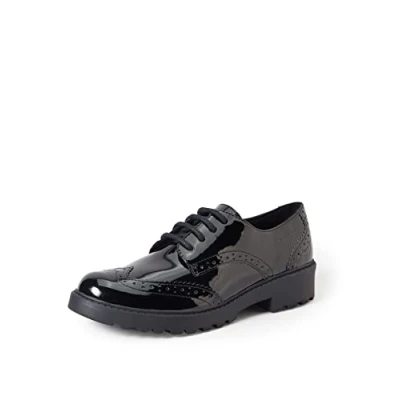 Image of Geox J CASEY GIRL N, girls Oxfords Brogues, BLACK, 1 UK (33 EU)