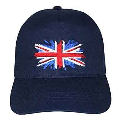 Image of TeddyTs Great Britain Union Jack Flag Navy Adjustable Adult&#039;s Baseball Cap, M L