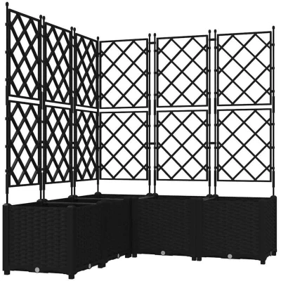 Image of vidaXL Garden Planter with Trellis 5 pcs Black 120x120x143 cm