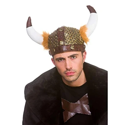 Image of Adults Viking Helmet Soft Horns Faux Leather Fancy Dress