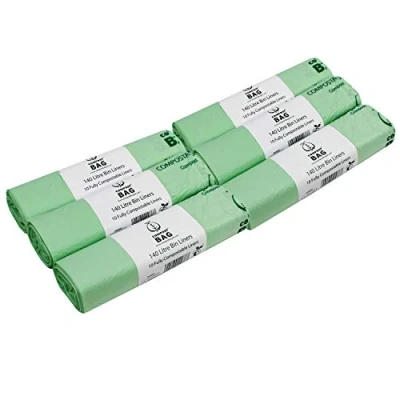 Image of 140 Litre x 60 Bags Compost Bag Compostable Wheelie Bin Liner Biodegradeable Sacks/Liners EN 13432 140L with Composting Guide