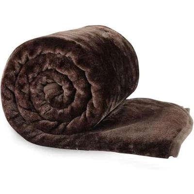 Image of Luxury Super Soft Faux Fur Mink Throw Warm Fleece Sofa Bed Blanket Single Double King (Brown, 125 x 152cm)
