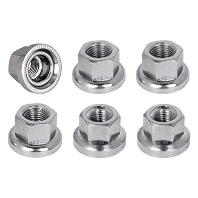 Image of POFET 6pcs M10 Axle Wheel Nuts, Bicycle Nuts Replacement, Hub Large Flange Nut for Mountain Bike Cycling
