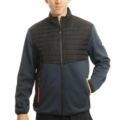 Image of Lee Cooper Workwear LCJKT460 Mens Padded Fleece Full Zip Work Jacket, Black/Blue Marl, L
