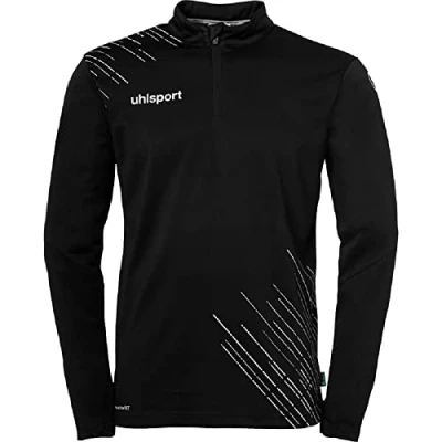 Image of uhlsport Men&#039;s Score 26 1/4 Zip Top Sports Jacket Sweatshirt Pullover Football Fitness Gym Hoodie Jumper Black/White