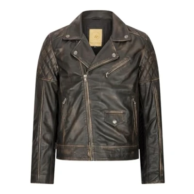 Image of TruClothing Mens Real Leather Biker Jacket Cross Zip 1980s Classic Vintage Brando Soft Short Vegas 5XL