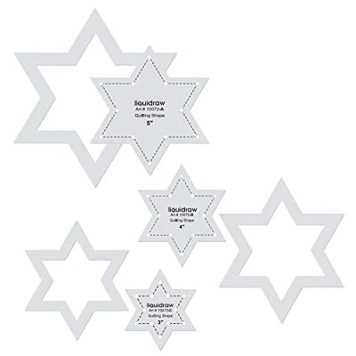 Image of Liquidraw Quilting Templates &amp; Rulers for Patchwork Acrylic Stencils Set of 3 Hexagon, Hearts, Square Stars (Star 3)