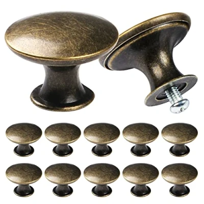 Image of TsunNee 12PCS Vintage Cabinet Knobs, Chic Drawer Antique Style Kitchen Cupboard Handles, 30mm Round Furniture Door Bronze