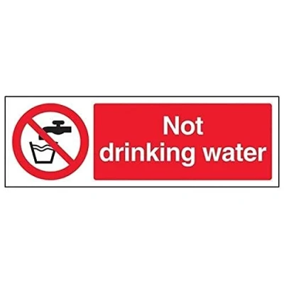 Image of V Safety 53005AX R Not Drinking Water Sign Landscape 300mm x 100mm 1mm Rigid Plastic, Black/Red