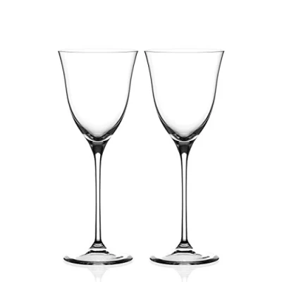 Image of DIAMANTE White Wine Glasses Pair ‘Kate’ Collection Undecorated Crystal Set of 2
