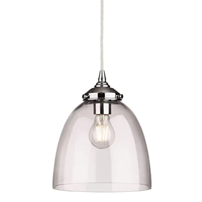 Image of Seville 1 Light Dome Ceiling Pendant Chrome with Clear Glass, E27