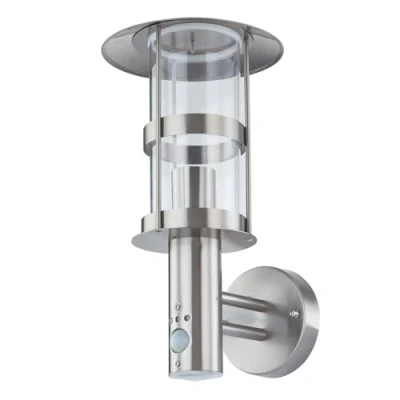 Image of Outdoor Wall Light &#039;Noemi&#039; with Motion Detector (Modern) in Silver Made of Stainless Steel (1 Source, E27) from Lindby lamp for Exterior/Interior Walls, House, Terrace und Balcony