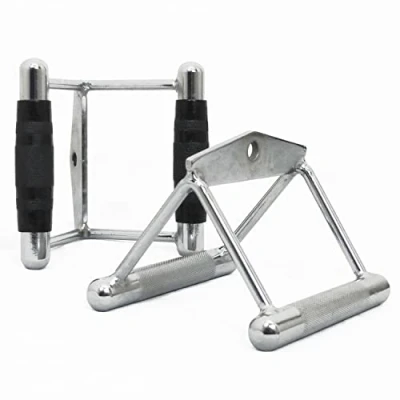 Image of KOMODO Double Seated V Row Close Grip Handle Multi Gym Cable Attachment Bar Twin Lat (With Rubber Grip)