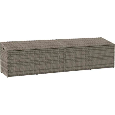 Image of vidaXL Garden Storage Box Grey 220x50x58 cm Poly Rattan