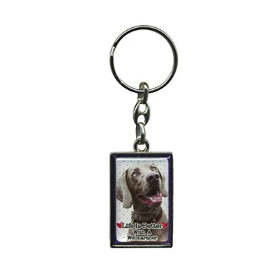 Image of Metal Keyring Life Is Better With A Dog (Weimaraner)