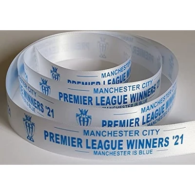 Image of Man City League Winners 21&#039; 25mm Satin Ribbon (1 Metre)