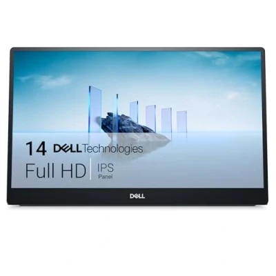 Image of Dell P1424H 14 Inch Full HD (1920x1080) Portable Monitor, 60Hz, IPS, 6ms, 2x USB C, 3 Year Warranty, Silver