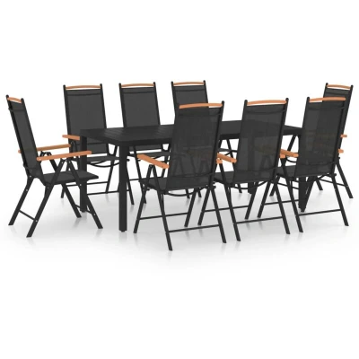 Image of vidaXL 9 Piece Garden Dining Set Aluminium Black