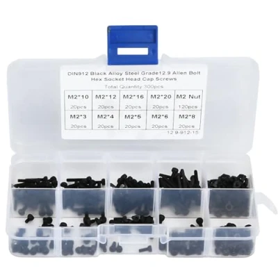 Image of 300pcs M2 x 3 20mm 12.9 Grade Black Hex Socket Screw Bolt and Nut Kit Alloy Steel Button Head Cap Bolts