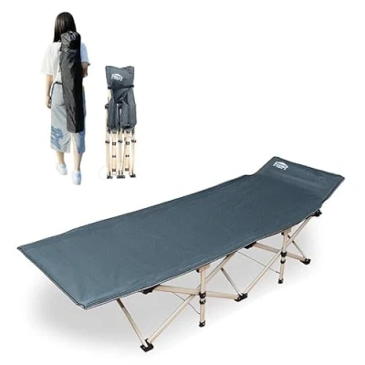 Image of Hercules Heavy Duty Single Folding Camping Cot/Stop Over Guest Bed + Bag Garden Fishing