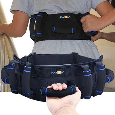 Image of KkaFFe Gate Belt for Elderly with 7 Handles,Gait Belts Transfer Seniors, Adjustable Lift (27 45 inches) Quick Release Gait Belt，Patient Disabled（Blue）